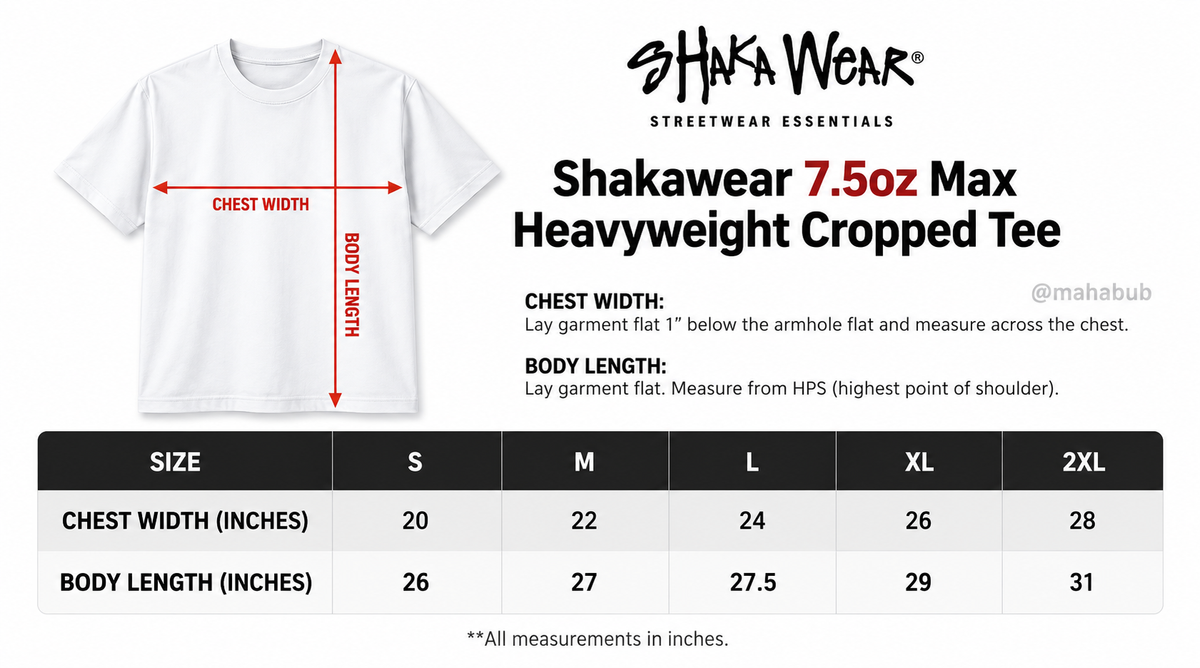 Shakawear Heavyweight 7.5oz Cropped Tee