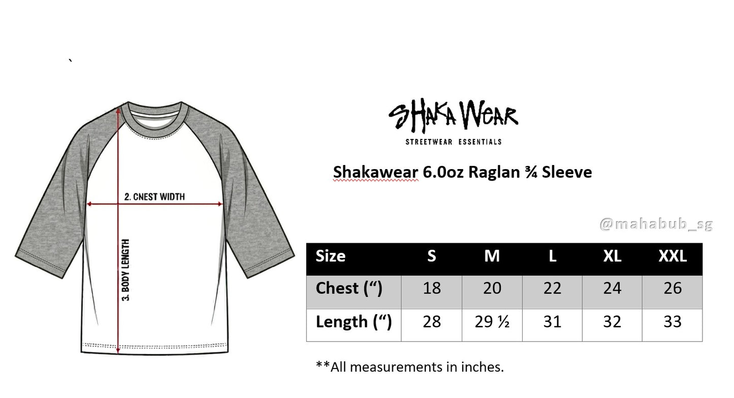Shakawear Raglan ¾ Sleeve Tee