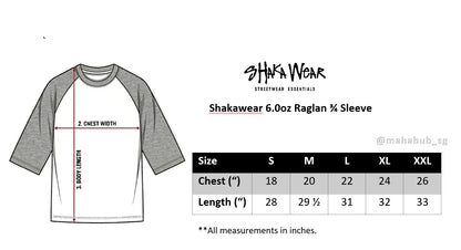 Shakawear Raglan ¾ Sleeve Tee