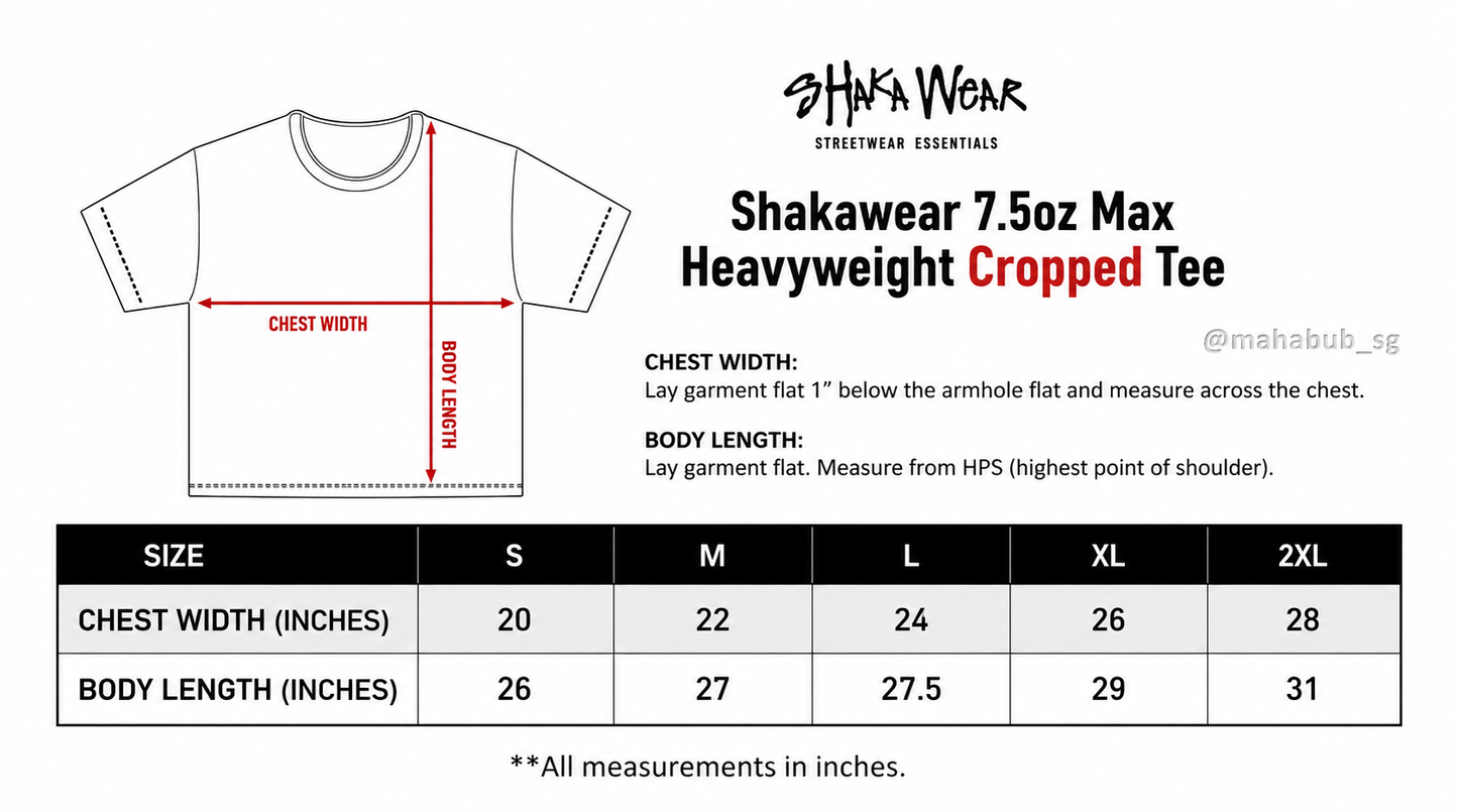 Shakawear Heavyweight 7.5oz Cropped Tee